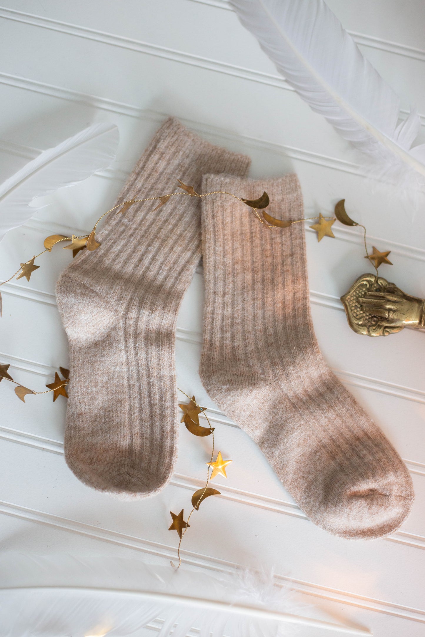 Cashmere Wool Sock Light Brown