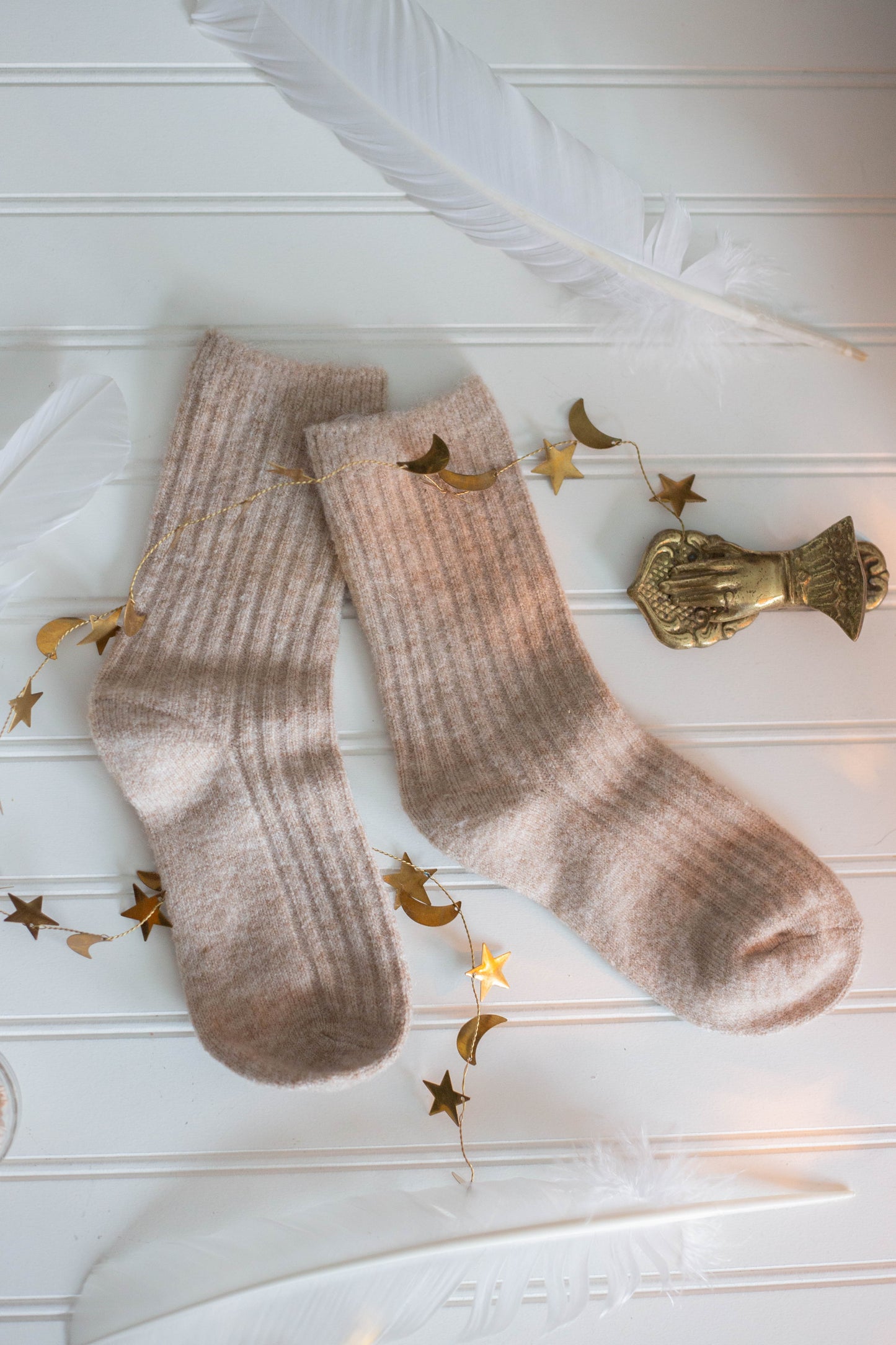 Cashmere Wool Sock Light Brown