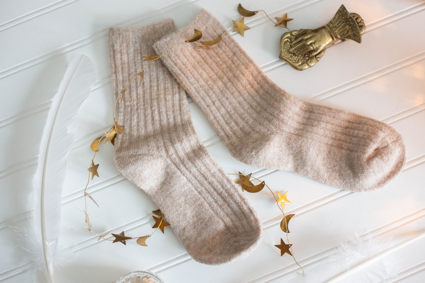 Cashmere Wool Sock Light Brown